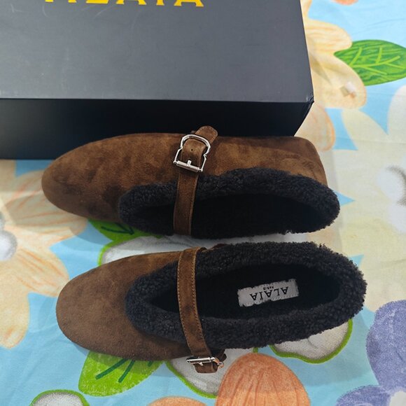 Alaia Suede Mary Jane Flats - Picture 2 of 7